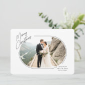 Merry And Married Newlywed Couple Photo Christmas Feestdagenkaart (Staand voorkant)