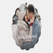 merry and married newlyweds photo simple minimal ornament kaart (Rechts)