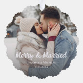 merry and married newlyweds photo simple minimal ornament kaart (Achterkant)