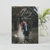 Merry and Married Pas getrouwd Mr. en Mrs. Feestdagenkaart (Staand voorkant)