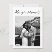Merry and Married Pas getrouwd script voor kerst Feestdagenkaart (Voorkant)