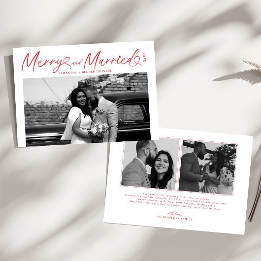 Merry and Married Pas getrouwd script voor kerst Feestdagenkaart