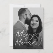 Merry and Married Pas getrouwd script voor kerst Feestdagenkaart (Voorkant)
