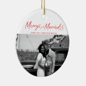 Merry and Married Pas getrouwd script voor kerst Keramisch Ornament (Rechts)