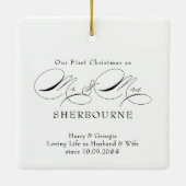 Merry and Married Photo en Mr en Mrs Calligraphy Keramisch Ornament (Achterkant)