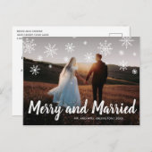Merry and Married Photo Newylwed Kerstmis Feestdagenkaart (Voorkant / Achterkant)