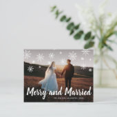 Merry and Married Photo Newylwed Kerstmis Feestdagenkaart (Staand voorkant)