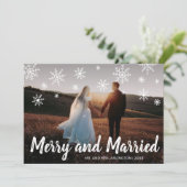 Merry and Married Photo Newylwed Kerstmis Feestdagenkaart (Staand voorkant)