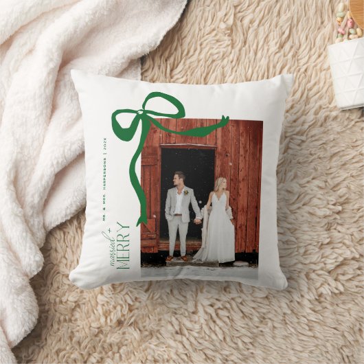 Merry and Married Script 2 Foto's Kerstboog Kussen (Deken)