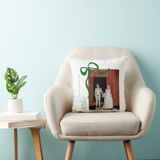 Merry and Married Script 2 Foto's Kerstboog Kussen (Stoel)