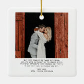 Merry and Married Script 2 Photos Christmas Bow Keramisch Ornament (Achterkant)