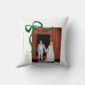 Merry and Married Script 2 Photos Christmas Bow Kussen (Achterkant)