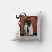 Merry and Married Script 2 Photos Christmas Bow Kussen (Voorkant)