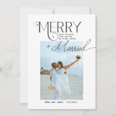 Merry and Married Script Foto Passen getrouwd Feestdagenkaart (Voorkant)