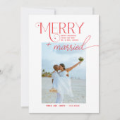 Merry and Married Script Foto Passen getrouwd Feestdagenkaart (Voorkant)