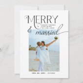Merry and Married Script Foto Passen getrouwd Feestdagenkaart (Voorkant)