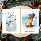 Merry and Married Script Foto Passen getrouwd Feestdagenkaart