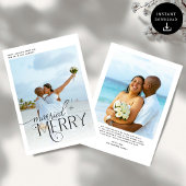 Merry and Married Script Foto Passen getrouwd Feestdagenkaart