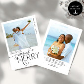 Merry and Married Script Foto Passen getrouwd Feestdagenkaart