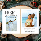 Merry and Married Script Foto Passen getrouwd Feestdagenkaart