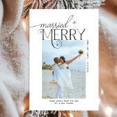 Merry and Married Script Foto Passen getrouwd Feestdagenkaart
