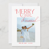 Merry and Married Script Foto Passen getrouwd Feestdagenkaart (Voorkant)
