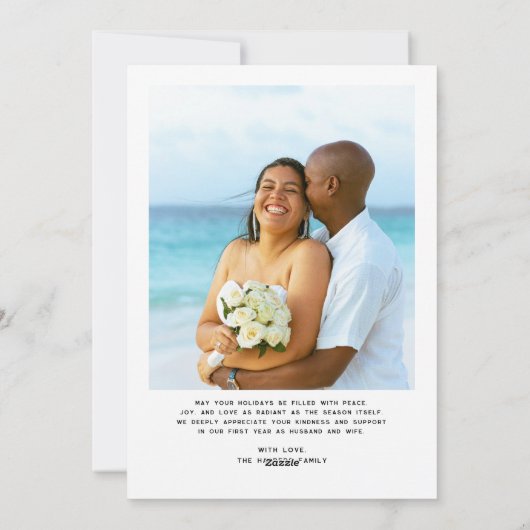 Merry and Married Script Foto Passen getrouwd Feestdagenkaart (Achterkant)