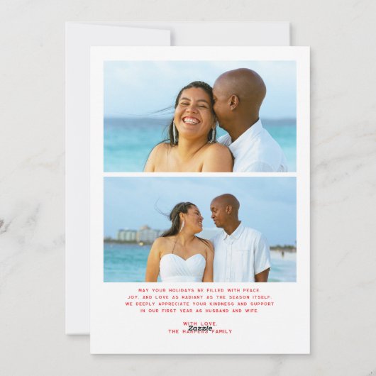 Merry and Married Script Foto Passen getrouwd Feestdagenkaart (Achterkant)