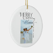 Merry and Married Script Foto Passen getrouwd Keramisch Ornament (Rechts)