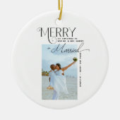 Merry and Married Script Foto Passen getrouwd Keramisch Ornament (Voorkant)