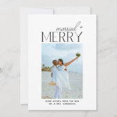 Merry and Married Script Photo Christmas Newlyweds Feestdagenkaart (Voorkant)