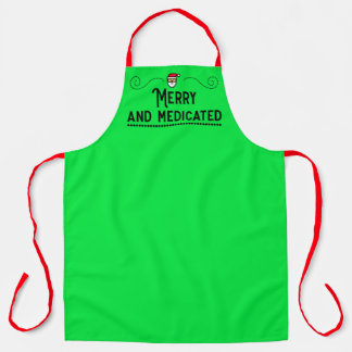 Merry and Medicated Holiday Chef Apron Schort