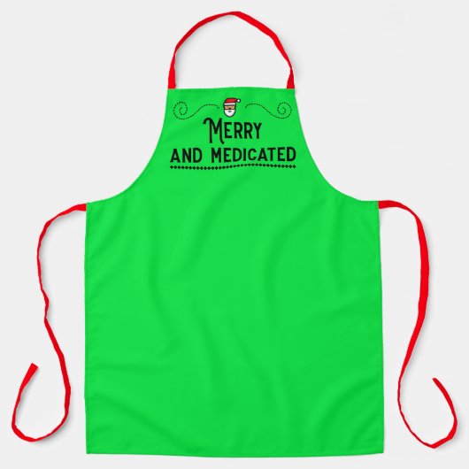Merry and Medicated Holiday Chef Apron Schort (Voorkant)
