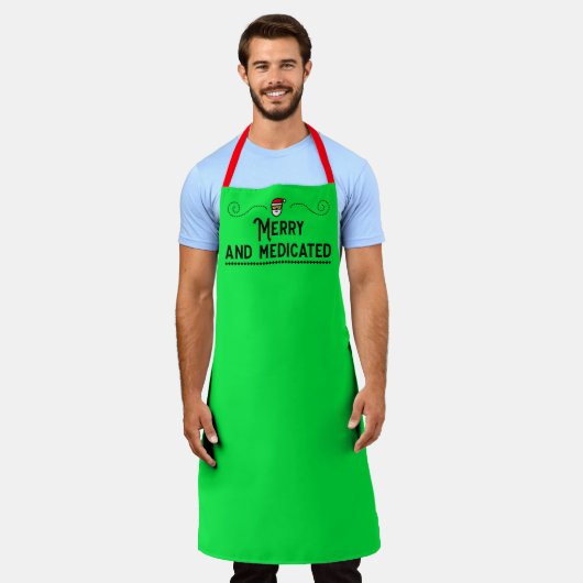 Merry and Medicated Holiday Chef Apron Schort (Gedragen)