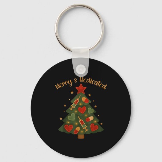 Merry And Medicated Rn Nurse Christmas Tree Funny  Sleutelhanger (Voorkant)