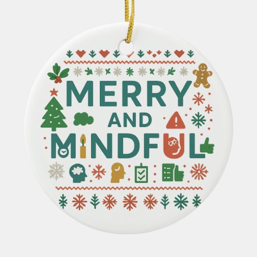 Merry and Mindful Holiday Ornament (Voorkant)