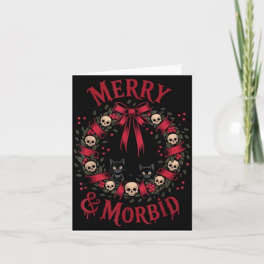 Merry And Morbid Christmas Funny Cute Cats Goth Cr Kaart (Voorkant)