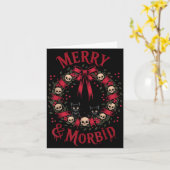 Merry And Morbid Christmas Funny Cute Cats Goth Cr Kaart (Gele Bloem)