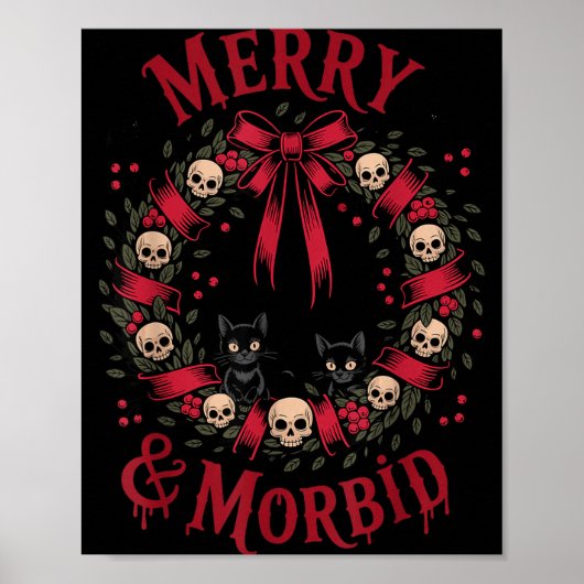 Merry And Morbid Christmas Funny Cute Cats Goth Cr Poster (Voorkant)