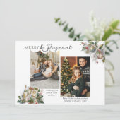 Merry and Pregnant 2 Foto van de Kerstzwangerschap Feestdagenkaart (Staand voorkant)