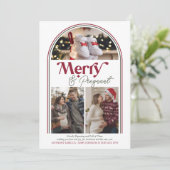 Merry and Pregnant Arch Fotocollage Zwangerschap Feestdagenkaart (Staand voorkant)