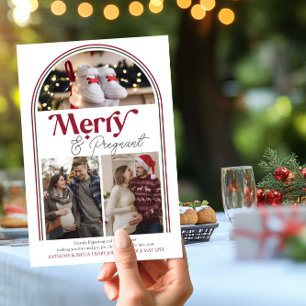 Merry and Pregnant Arch Fotocollage Zwangerschap Feestdagenkaart