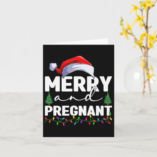 Merry And Pregnant Christmas Pregnancy Announcemen Kaart (Gele Bloem)