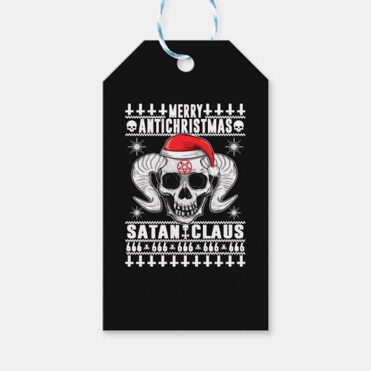 Merry Antichristmas - Satan Claus Ugly Sweater Cadeaulabel (Voorkant)