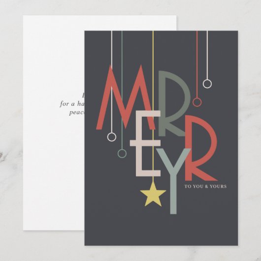 Merry Art Deco Modern Simple Holiday Kaart (Voorkant / Achterkant)