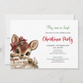 Merry baby deer Christmas cute cartoon invitation Kaart (Voorkant)
