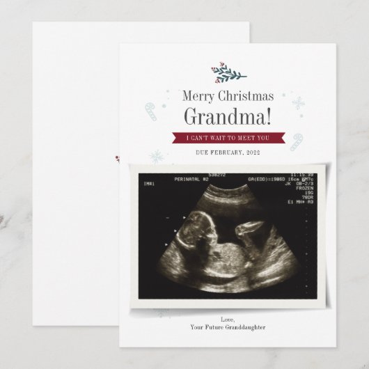 Merry Baby Sonograph Photo Grandma Card Kaart (Voorkant / Achterkant)