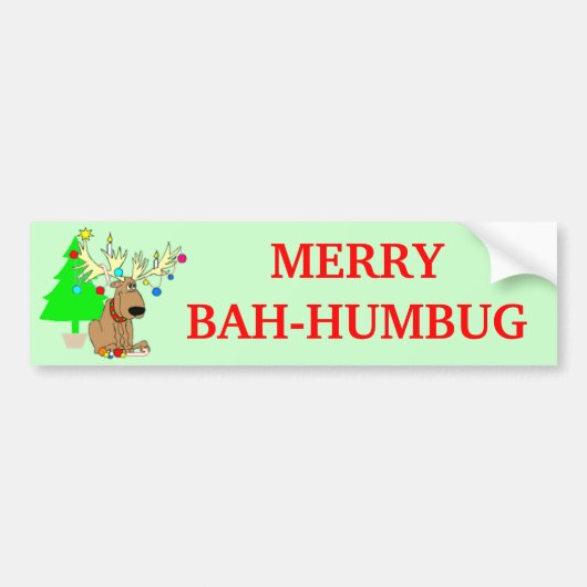 Merry Bah Humbug Reindeer Funny Kerstmis Bumpersticker (Voorkant)