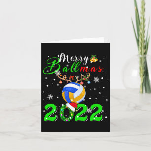 Merry Ballmas 2022 Xmas Santa Reindeer Volleybal Kaart