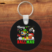 Merry Ballmas Xmas Santa Elf Volleybal Basketbal Sleutelhanger (Voorkant)